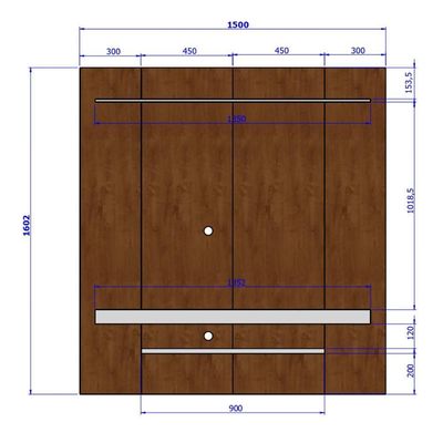 Painel Sala Leme Para Até 60 Polegadas Cinamomo Ripado