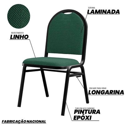 Kit 10 Cadeiras Hoteleiras Auditório Empilhável Linho M23 Verde - Mpozenato