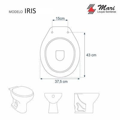 Tampa De Vaso Poliester Com Amortecedor Iris Branco Para Bacia Mari