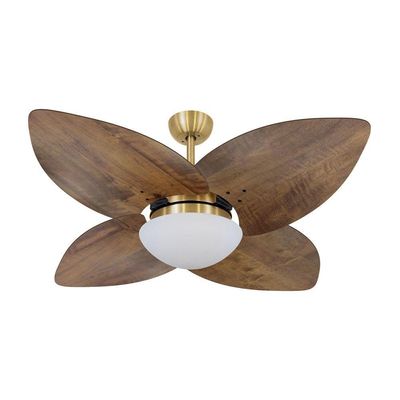 Ventilador De Teto Kovalski Dourado 4 Pás Rádica Imbuia 127V 110V