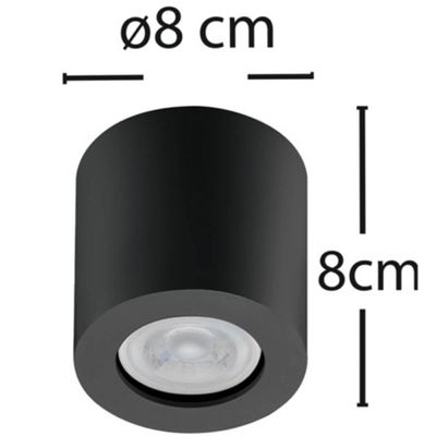 Spot de Sobrepor Redondo Preto Bivolt MR16 Luminária de Teto em Poliestireno Dital Zoom