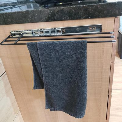 Porta Pano de Prato Triplo Preto Suporte Cozinha de Corrediça Deslizante Armário