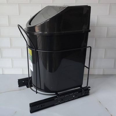 Lixeira 12 Litros Deslizante Corrediça Telescópica Preta Cozinha Tampa Basculante Aramada