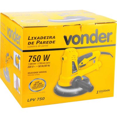 Lixadeira de Parede LPV750 Led Saco de Aspiração Vonder 220V Máquina Lixar Gesso Massa Corrida