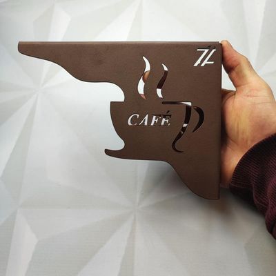Mão Francesa Marrom Decorativa 20cm Cantinho do Café Xícara Aço Zarg