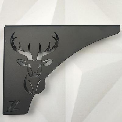 Mão Francesa Decorativa Preta em Aço 20cm Cabeça de Alce Cervo Zarg para Prateleira