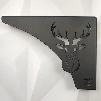 Mão Francesa Decorativa Preta em Aço 20cm Cabeça de Alce Cervo Zarg para Prateleira