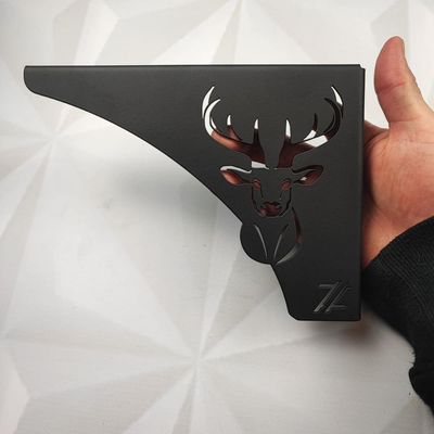 Mão Francesa Decorativa Preta em Aço 20cm Cabeça de Alce Cervo Zarg para Prateleira
