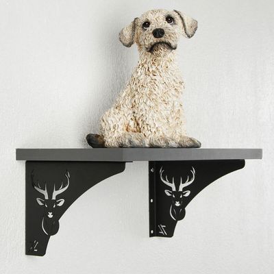 Mão Francesa Decorativa Preta em Aço 20cm Cabeça de Alce Cervo Zarg para Prateleira