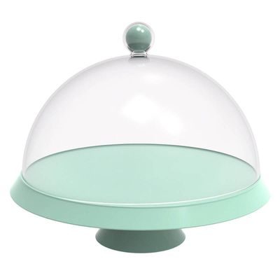 Porta Bolo 25cm Verde Menta com Cúpula e Pé Bubble Crippa Tortas Doces Boleira