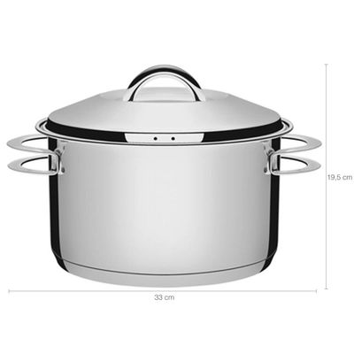 Panela de Fundo Triplo Caçarola Inox 6,1L com Tampa 24cm Tramontina Solar Inox