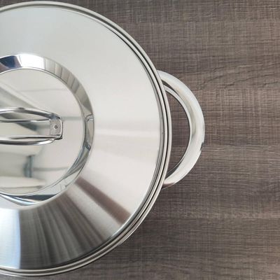 Panela de Fundo Triplo Caçarola Inox 6,1L com Tampa 24cm Tramontina Solar Inox