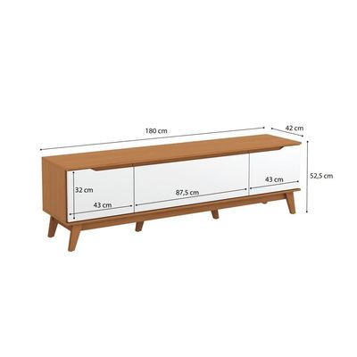 Rack Kappesberg 3 Portas Canela/Branco 180cm