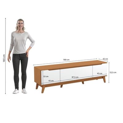 Rack Kappesberg 3 Portas Canela/Branco 180cm