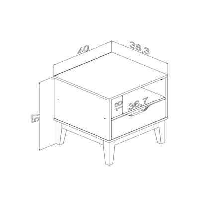 Mesa de Cabeceira com 1 Nicho e 1 Gaveta MDP Mel Off White 40x38x57cm MB 1095 Movelbento