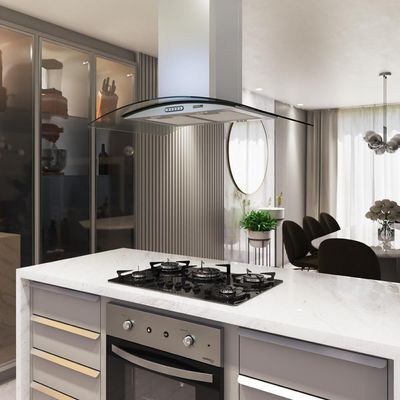 Coifa Ilha Nardelli CIVC Vidro Curvo 90 cm Inox 220V