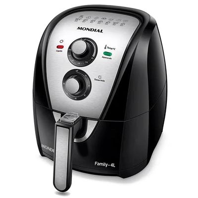 Fritadeira Elétrica Sem Óleo Air Fryer Mondial AFN40BI Family Inox 4L Preto com Inox