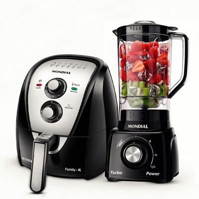 Fritadeira Elétrica Sem Óleo Air Fryer Mondial AFN40BI Family Inox 4L Preto com Inox