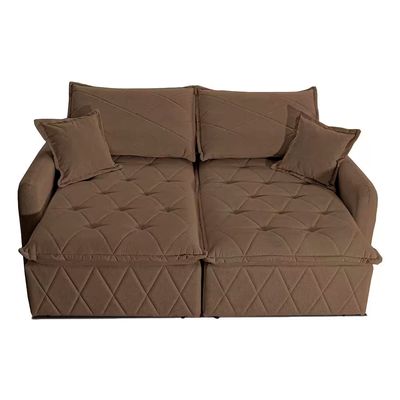 Sofá 3 lugares Cama inBox Sublime com Assento Retrátil e Encosto Reclinável em Boucle Marrom