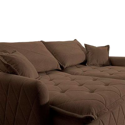 Sofá 3 lugares Cama inBox Sublime com Assento Retrátil e Encosto Reclinável em Boucle Marrom