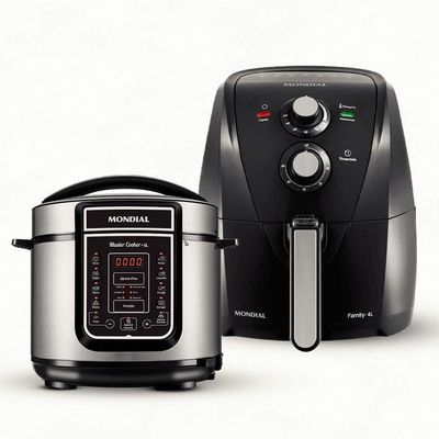 Fritadeira Elétrica Air Fryer Mondial AFN40FB 4L + Panela Elétrica Master Cooker PE-38 5L Preto / 110V