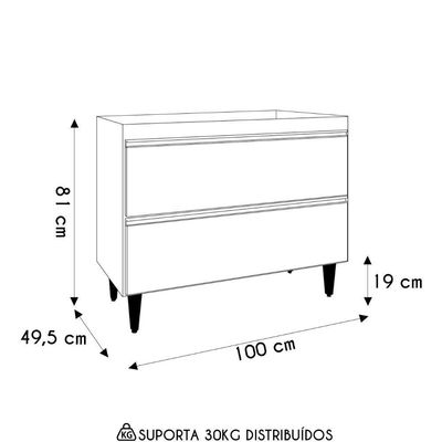 Balcão De Cozinha Para Pia 100cm Sem Tampo Julia M24 Preto - Mpozenato