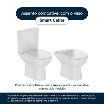Tampa De Vaso Sanitário Decorado Smart Preto Para Bacia Celite