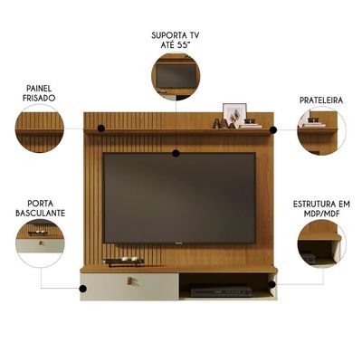 Painel 55 Pol E Bancada Suspensa Talyn Z10 Cumaru-opala - Mpozenato