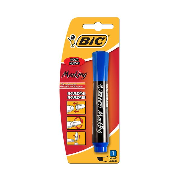 Marcador Permanente Bic Recarregável Azul Marcador Permanente Bic Recarregável Azul