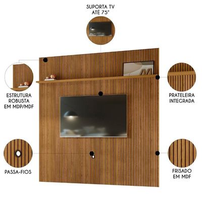 Painel Para 75 Polegadas 238cm André Z10 Cumaru - Mpozenato