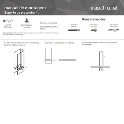 Mão Francesa Masutti Preta Suporte para Prateleira MDF 1,5cm Reforçado Sala Escritório Quarto