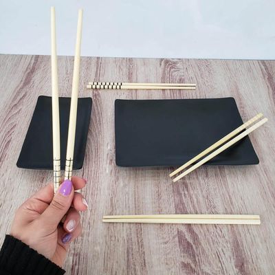 24 Pares de Hashi para Restaurante Bambu Comida Japonesa Sushi Sashimi 24cm Geométrico