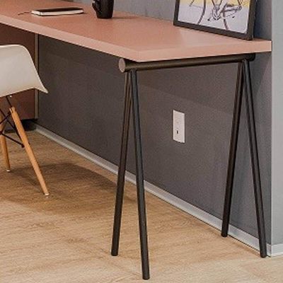 Pé de Mesa Preto Cavalete Aço Metal Para Mesa Escritório Jantar Masutti 27,5x73x54cm