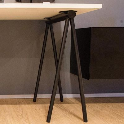 Pé de Mesa Preto Cavalete Aço Metal Para Mesa Escritório Jantar Masutti 27,5x73x54cm
