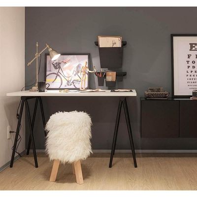 Pé de Mesa Preto Cavalete Aço Metal Para Mesa Escritório Jantar Masutti 27,5x73x54cm
