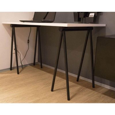 Pé de Mesa Preto Cavalete Aço Metal Para Mesa Escritório Jantar Masutti 27,5x73x54cm