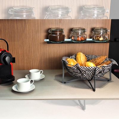Cesta de Frutas Fruteira Redonda de Mesa Cinza 34,5cm Masutti Aramada Carbono