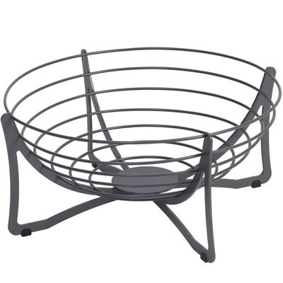 Cesta de Frutas Fruteira Redonda de Mesa Cinza 34,5cm Masutti Aramada Carbono