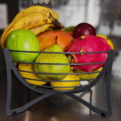 Cesta de Frutas Fruteira Redonda de Mesa Cinza 34,5cm Masutti Aramada Carbono