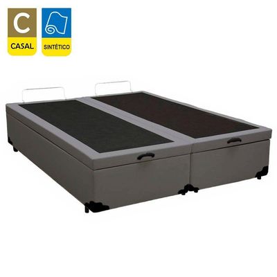 Cama Box Baú Casal Bipartido Sintético Sereneprime Cinza 138x188x44