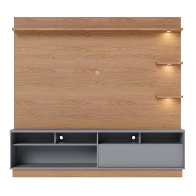 Estante Home Theater Para 70 Pol. Com Led 200cm Amiche C05 Freijó-cinza Fosco - Mpozenato