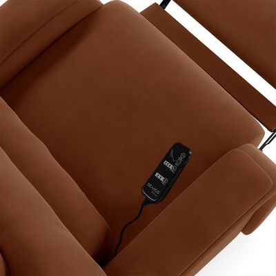 Poltrona Do Papai Reclinável Kalie Elétrica Botão Led Massagem Fh9 Veludo Terracota - Mpozenato
