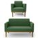 Sofá Namoradeira E 1 Poltrona Base Madeira Castanho Maressa Suede Verde - Ibiza