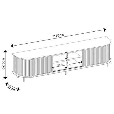 Rack Para Sala Bancada De 75 Pol 218cm Ripado World D04 Cedro - Mpozenato