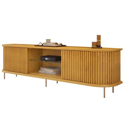 Rack Para Sala Bancada De 75 Pol 218cm Ripado World D04 Cedro - Mpozenato