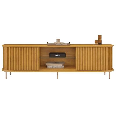 Rack Para Sala Bancada De 75 Pol 218cm Ripado World D04 Cedro - Mpozenato