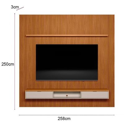 Painel Ripado Para 75 Pol. Com Bancada 258cm Plus L06 Nature-off White - Mpozenato