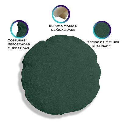 Kit 2 Almofadas Bolacha Redonda Cookie Veludo Verde Escuro