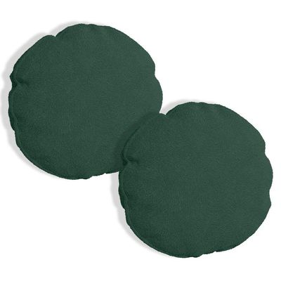 Kit 2 Almofadas Bolacha Redonda Cookie Veludo Verde Escuro