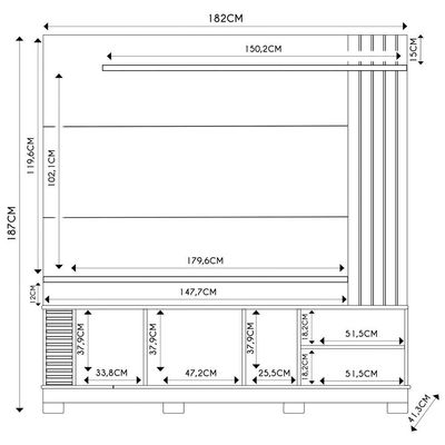 Estante Painel Para 75 Pol Madrid C05 Off White Matte-freijó - Mpozenato
